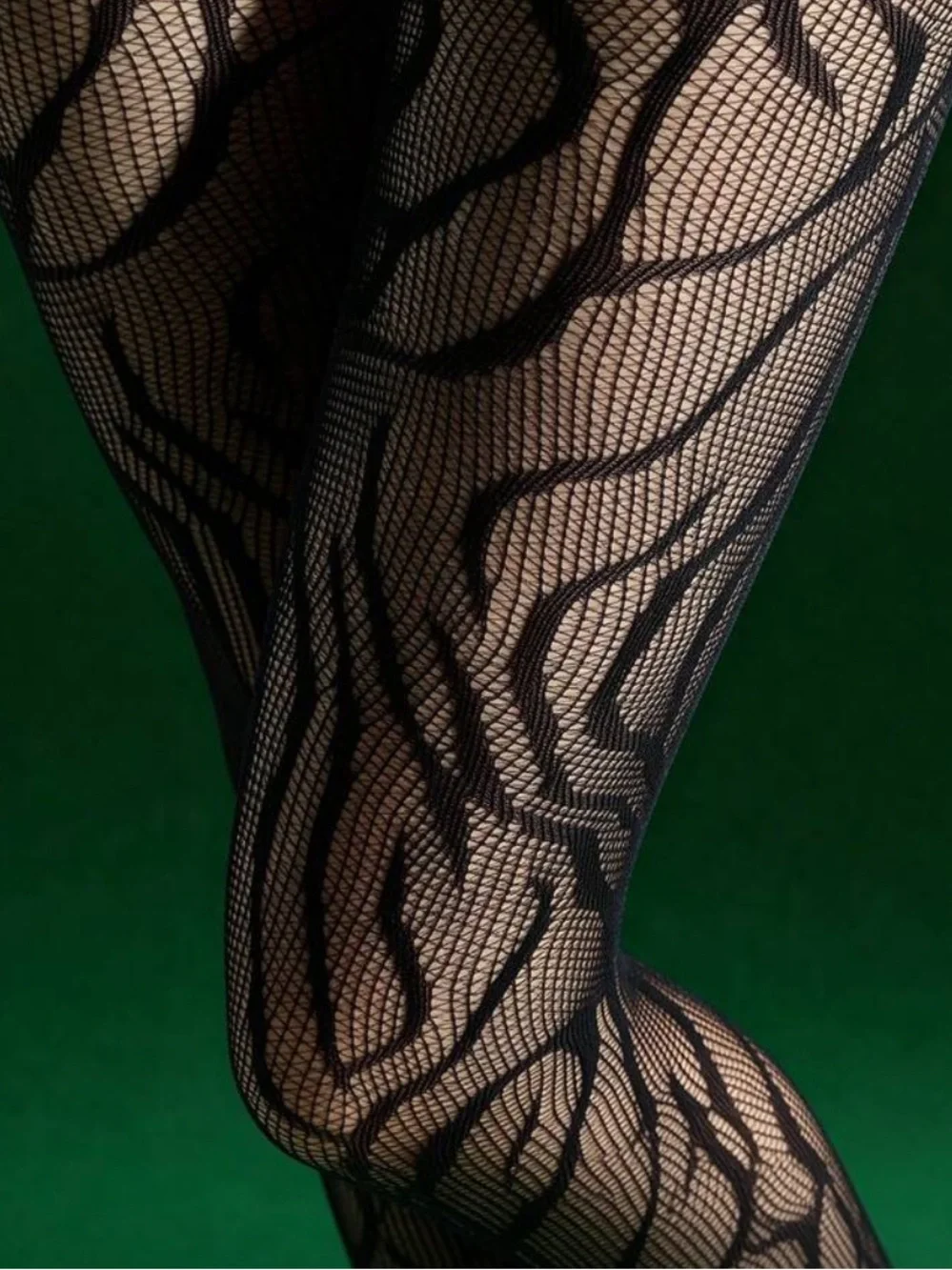Sheer Black Patterned Fishnet Tights - Stylish Women's Hosiery
